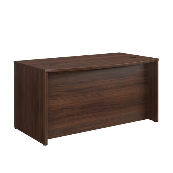 English Elm Bowfront Executive Desk with Cable Management Melamine Top for Modern Home Office Brown - A B356P494512