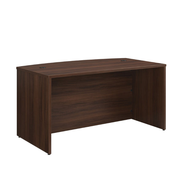 English Elm Bowfront Executive Desk with Cable Management Melamine Top for Modern Home Office Brown - A B356P494512