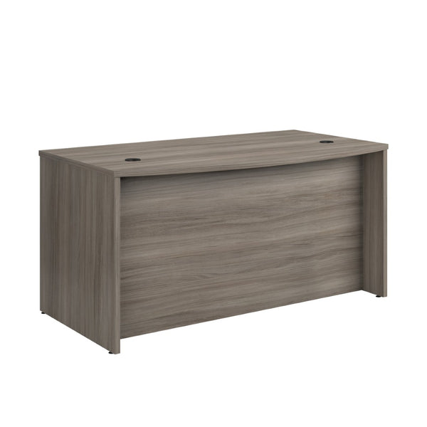 English Elm Bowfront Executive Desk with Cable Management Melamine Top for Modern Home Office Brown - B B356P494513