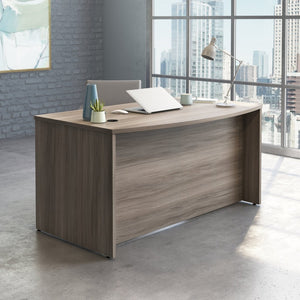 English Elm Bowfront Executive Desk with Cable Management Melamine Top for Modern Home Office Brown - B B356P494513