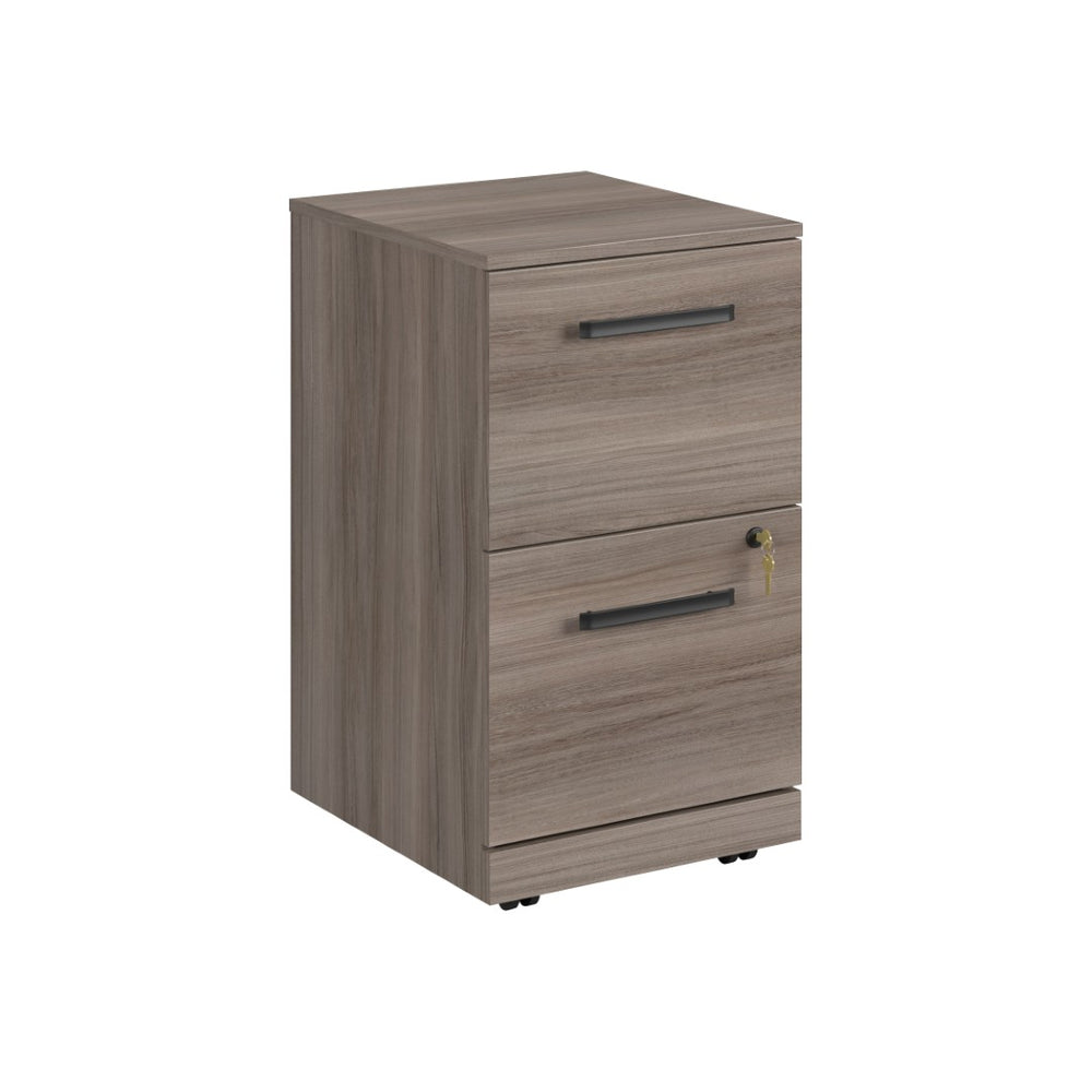 English Elm 2-Drawer Rolling Pedestal with Locking File Storage and Warm Brown Finish for Home Office B356P494515
