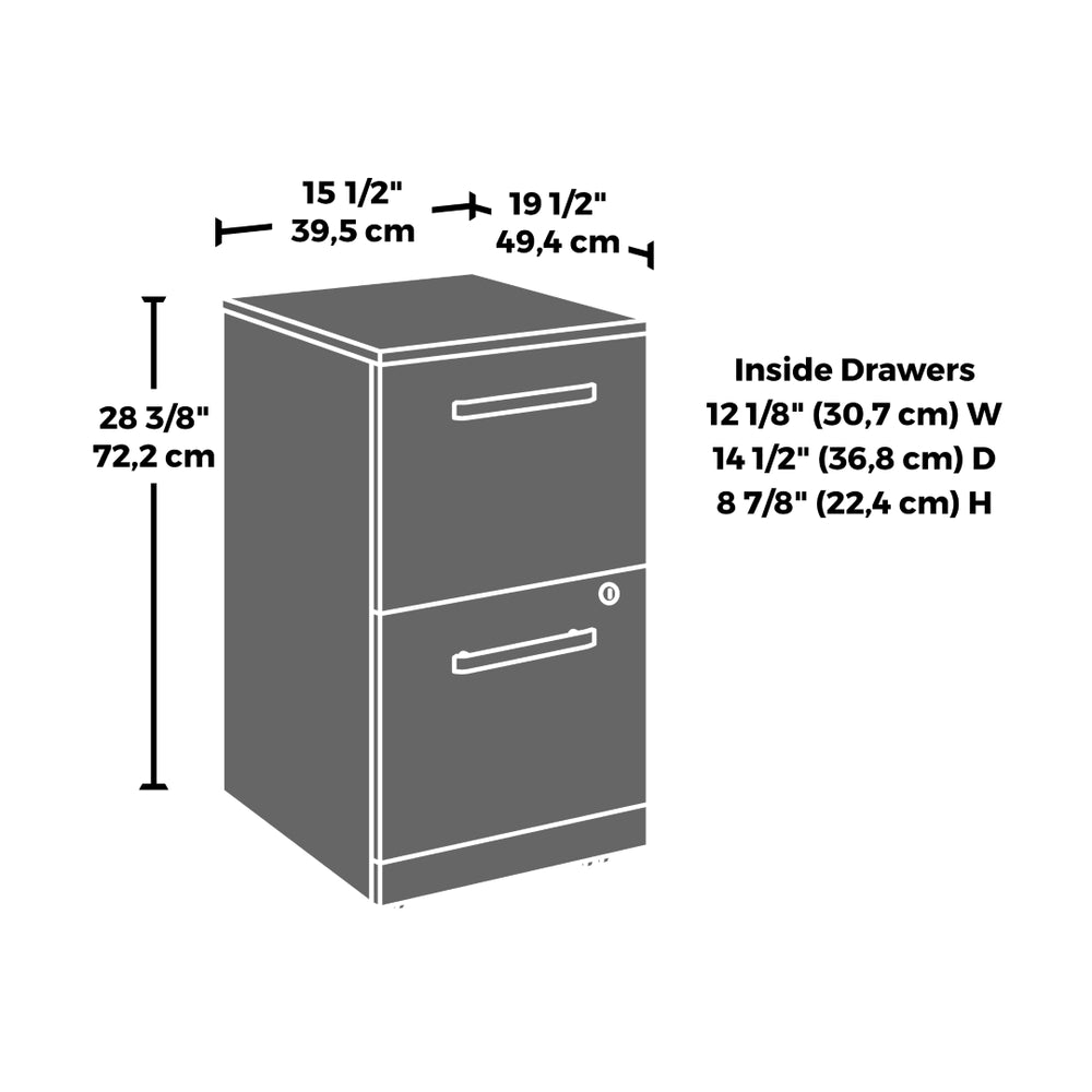English Elm 2-Drawer Rolling Pedestal with Locking File Storage and Warm Brown Finish for Home Office B356P494515