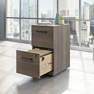 English Elm 2-Drawer Rolling Pedestal with Locking File Storage and Warm Brown Finish for Home Office B356P494515