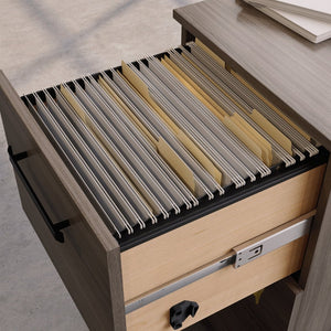 English Elm 2-Drawer Rolling Pedestal with Locking File Storage and Warm Brown Finish for Home Office B356P494515