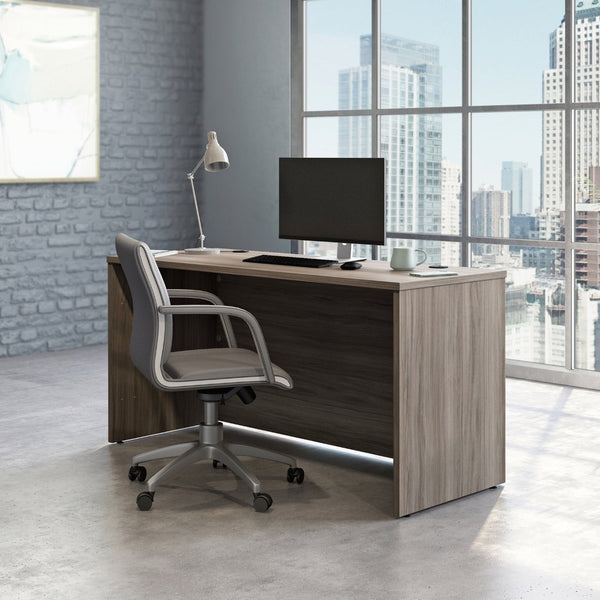 English Elm Desk 60 Inch Melamine Top with Cord Management for L-Shaped Home Office Setup Brown - B B356P494516