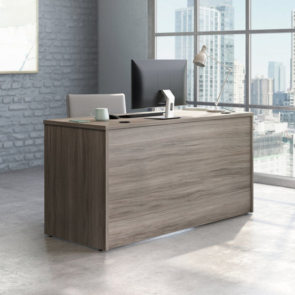 English Elm Desk 60 Inch Melamine Top with Cord Management for L-Shaped Home Office Setup Brown - B B356P494516
