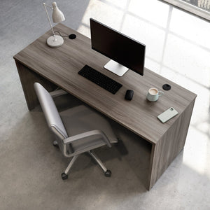 English Elm Desk 60 Inch Melamine Top with Cord Management for L-Shaped Home Office Setup Brown - B B356P494516