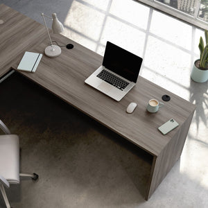 English Elm Desk 60 Inch Melamine Top with Cord Management for L-Shaped Home Office Setup Brown - B B356P494516