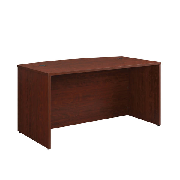 English Elm Bowfront Executive Desk with Cable Management Melamine Top for Modern Home Office Red B356P494520