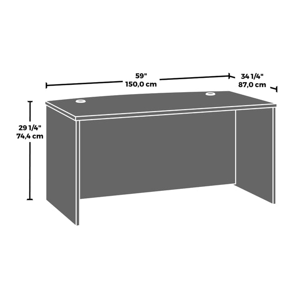 English Elm Bowfront Executive Desk with Cable Management Melamine Top for Modern Home Office Red B356P494520