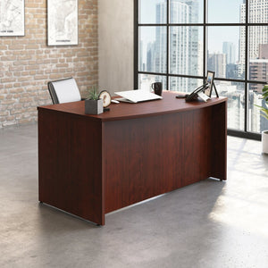 English Elm Bowfront Executive Desk with Cable Management Melamine Top for Modern Home Office Red B356P494520