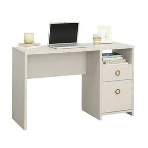 English Elm Desk, Gray Modern Two Drawer Home Office Compact Workspace with Geometric Hardware B356P494521