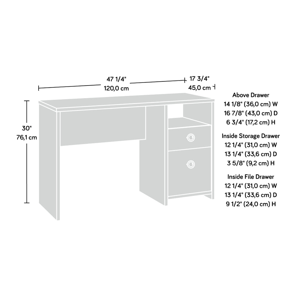English Elm Desk, Gray Modern Two Drawer Home Office Compact Workspace with Geometric Hardware B356P494521