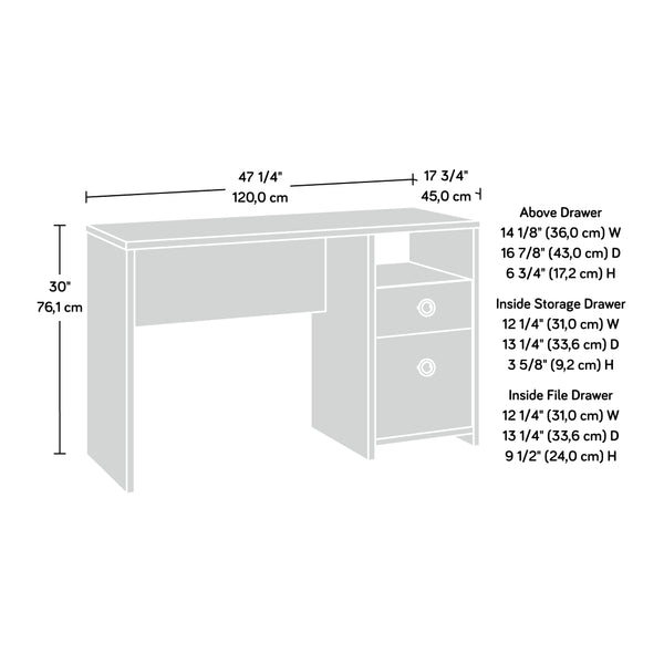 English Elm Desk, Gray Modern Two Drawer Home Office Compact Workspace with Geometric Hardware B356P494521