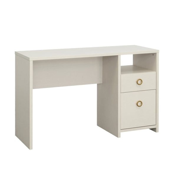 English Elm Desk, Gray Modern Two Drawer Home Office Compact Workspace with Geometric Hardware B356P494521