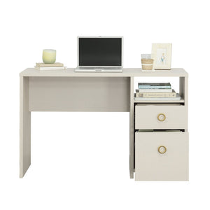 English Elm Desk, Gray Modern Two Drawer Home Office Compact Workspace with Geometric Hardware B356P494521