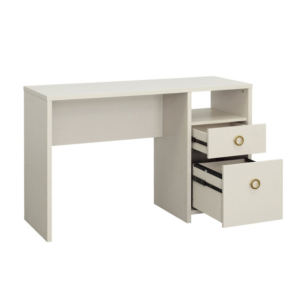 English Elm Desk, Gray Modern Two Drawer Home Office Compact Workspace with Geometric Hardware B356P494521