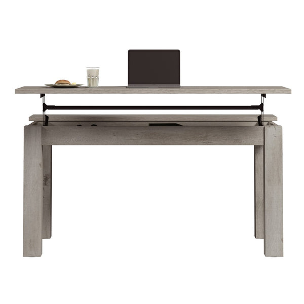 English Elm Dining Table with Lift Top Storage Hidden Compartments Warm Brown Wood Tone Finish B356P494522