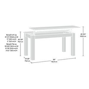 English Elm Dining Table with Lift Top Storage Hidden Compartments Warm Brown Wood Tone Finish B356P494522