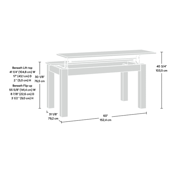English Elm Dining Table with Lift Top Storage Hidden Compartments Warm Brown Wood Tone Finish B356P494522