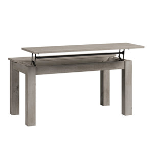 English Elm Dining Table with Lift Top Storage Hidden Compartments Warm Brown Wood Tone Finish B356P494522