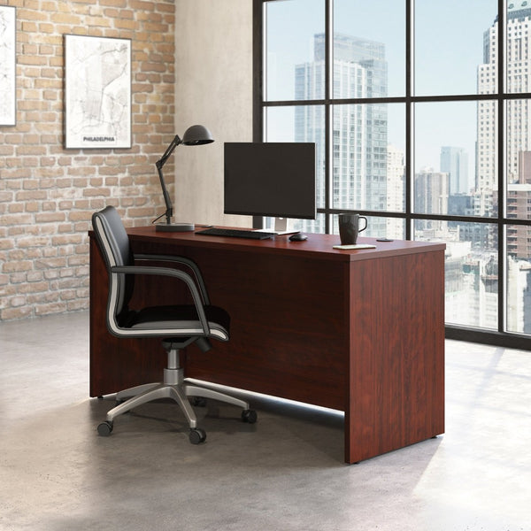 English Elm Desk 60 Inch Melamine Top with Cord Management for L-Shaped Home Office Setup Red B356P494523