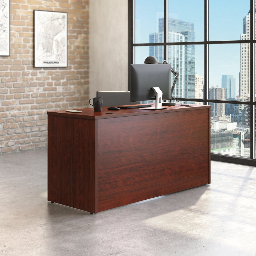 English Elm Desk 60 Inch Melamine Top with Cord Management for L-Shaped Home Office Setup Red B356P494523