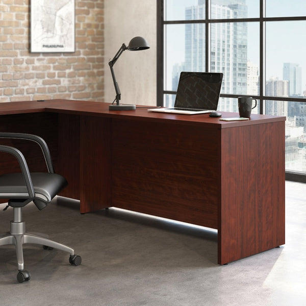 English Elm Desk 60 Inch Melamine Top with Cord Management for L-Shaped Home Office Setup Red B356P494523