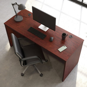 English Elm Desk 60 Inch Melamine Top with Cord Management for L-Shaped Home Office Setup Red B356P494523