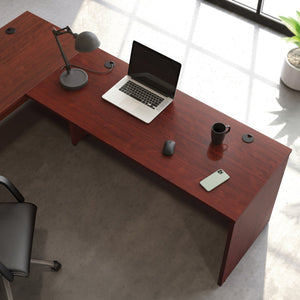 English Elm Desk 60 Inch Melamine Top with Cord Management for L-Shaped Home Office Setup Red B356P494523