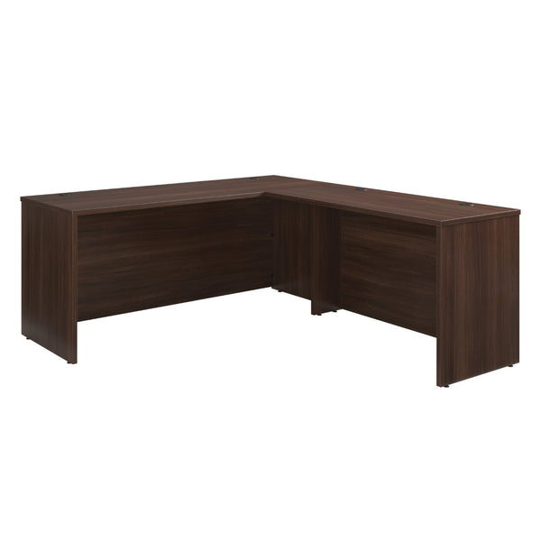 English Elm 72 Inch L-Shaped Executive Desk with Reversible Return and Melamine Work Surface B356P494524