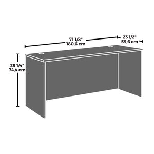 English Elm Desk 72 Inch Wide Brown Melamine Top with Cord Grommets for Home or Corporate Office B356P494526