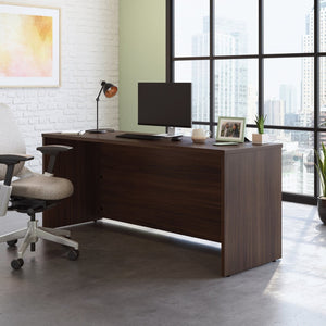 English Elm Desk 72 Inch Wide Brown Melamine Top with Cord Grommets for Home or Corporate Office B356P494526