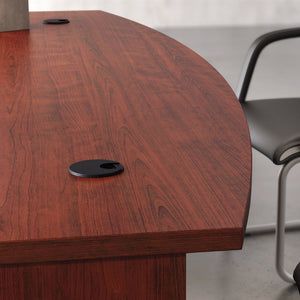 English Elm 72 Inch Bowfront Executive L-Shaped Desk with Melamine Top for Private Home Office B356P494528