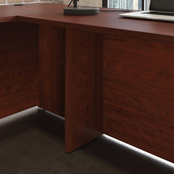 English Elm 72 Inch Bowfront Executive L-Shaped Desk with Melamine Top for Private Home Office B356P494528