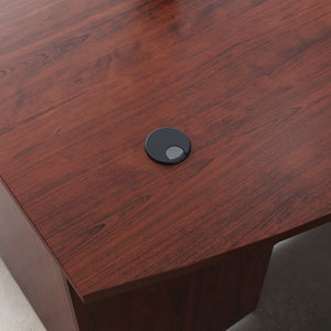 English Elm 72 Inch Bowfront Executive L-Shaped Desk with Melamine Top for Private Home Office B356P494528