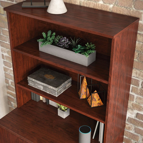 English Elm Library Hutch with Adjustable Shelves for Home Office Vertical Desk Storage Red B356P494530