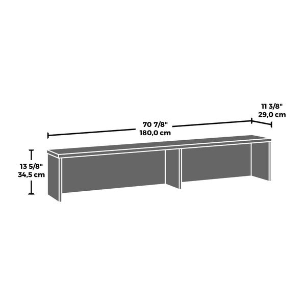 English Elm Reception Hutch Wide Open Shelf Display Unit with Warm Brown Melamine Finish B356P494531