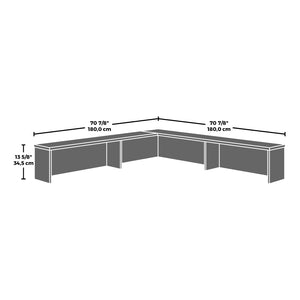 English Elm Reception Hutch Wide Open Shelf Display Unit with Warm Brown Melamine Finish B356P494531