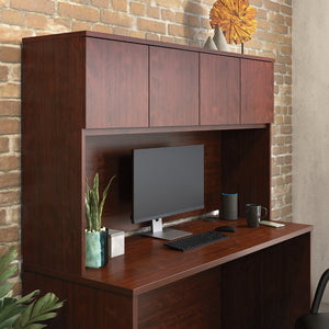 English Elm 60" Wall Mounted Office Hutch with Cabinet Storage in a Bold Contemporary Red Finish B356P494533