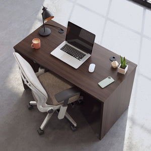 English Elm Desk, Gray Modern Two Drawer Home Office Compact Workspace with Geometric Hardware Brown - A B356P494534