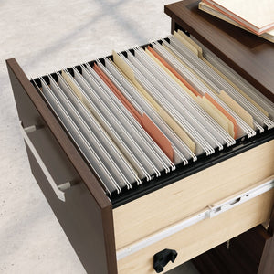 English Elm Mobile File Cabinet with Locking Drawers Brown Finish Compact Under Desk Storage B356P494535