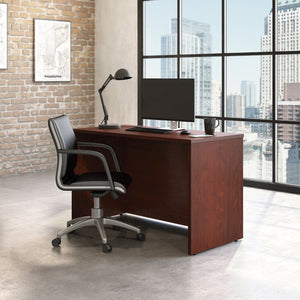 English Elm Desk, Gray Modern Two Drawer Home Office Compact Workspace with Geometric Hardware Red B356P494536