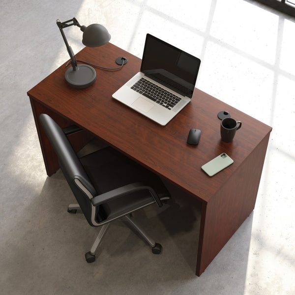 English Elm Desk, Gray Modern Two Drawer Home Office Compact Workspace with Geometric Hardware Red B356P494536