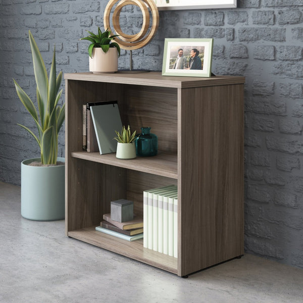 English Elm 2-shelf Bookcase Bold Red Melamine Accent Unit for Small Offices and Living Spaces Brown - A B356P494537