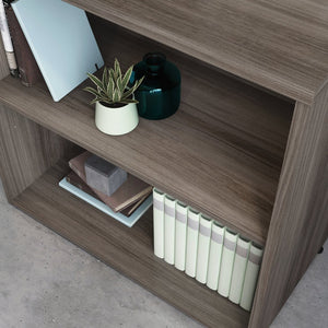 English Elm 2-shelf Bookcase Bold Red Melamine Accent Unit for Small Offices and Living Spaces Brown - A B356P494537
