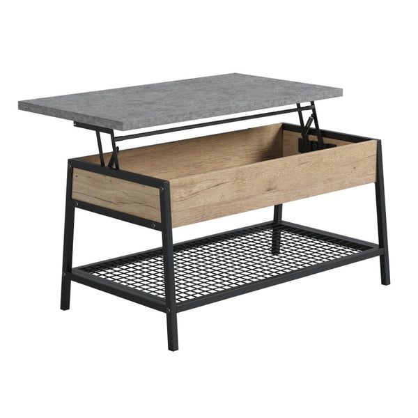 English Elm Lift-top Coffee Table with Hidden Storage Oak Gray Accent Transitional Living Room B356P494538