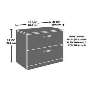 English Elm Desk and Lateral File Set Brown Finish Dual Monitor Home Office Bundle B356P494539
