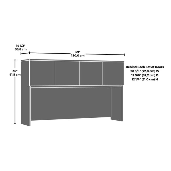 English Elm 60 Inch Home Office Desk with Hutch Warm Brown Melamine Surface and Concealed Storage Brown - B B356P494540