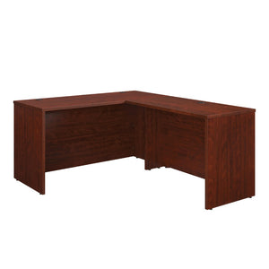 English Elm 60 Inch L-Shaped Home Office Desk with Wraparound Surface and Cord Management Grommets B356P494541